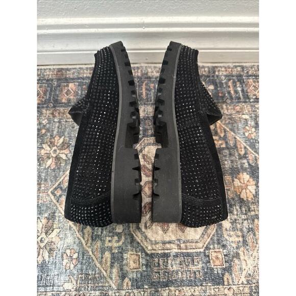 DONALD J PLINER Rio Rhinestone Beaded Blingy Suede Loafers Black Sz 6 New - Picture 5 of 6